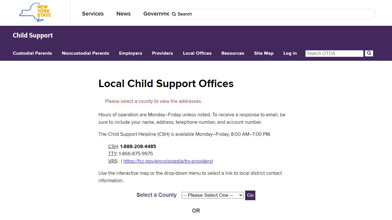 NYS DCSS | Local Child Support Offices - Government of New York