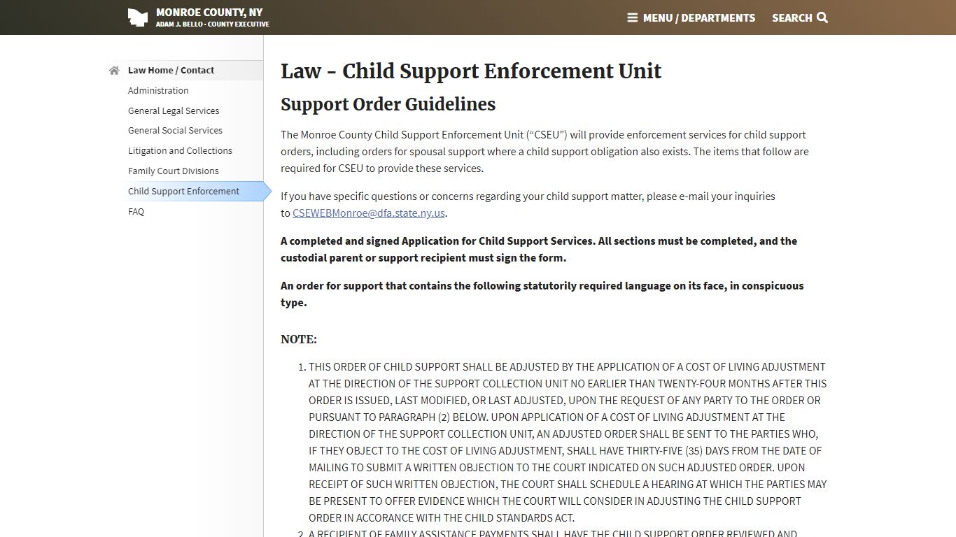 Monroe County, NY - Law - Child Support Enforcement Unit