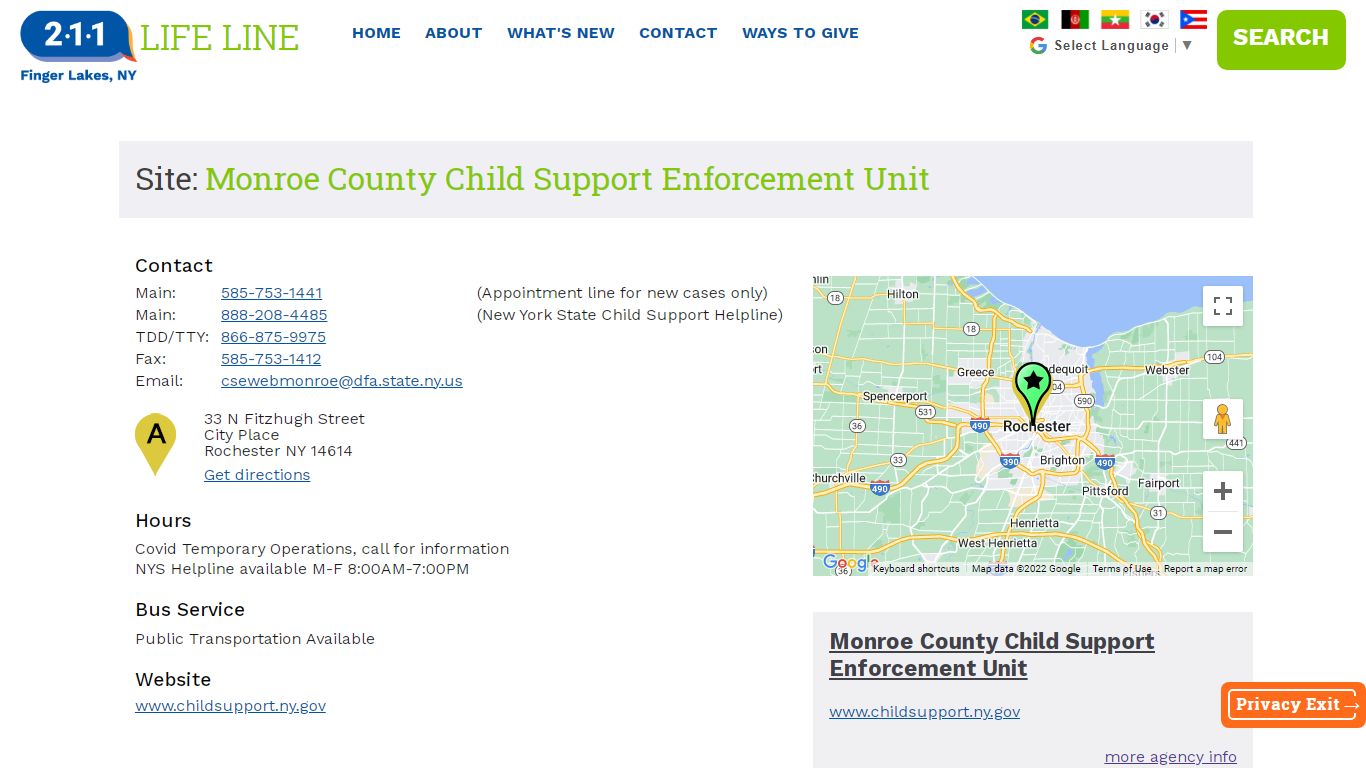 Monroe County Child Support Enforcement Unit - 211/LIFE LINE
